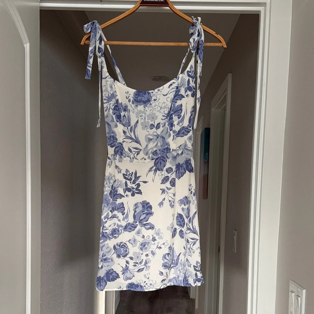 Reformation Blue and White Floral Mini Dress - Picture 1 of 5